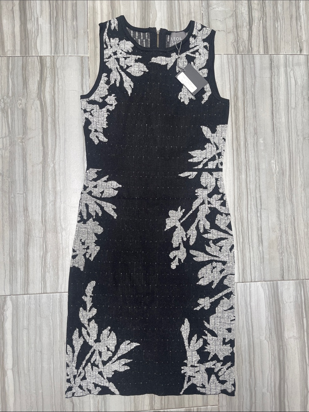 Leota Black Floral-Print Knit Midi Dress
